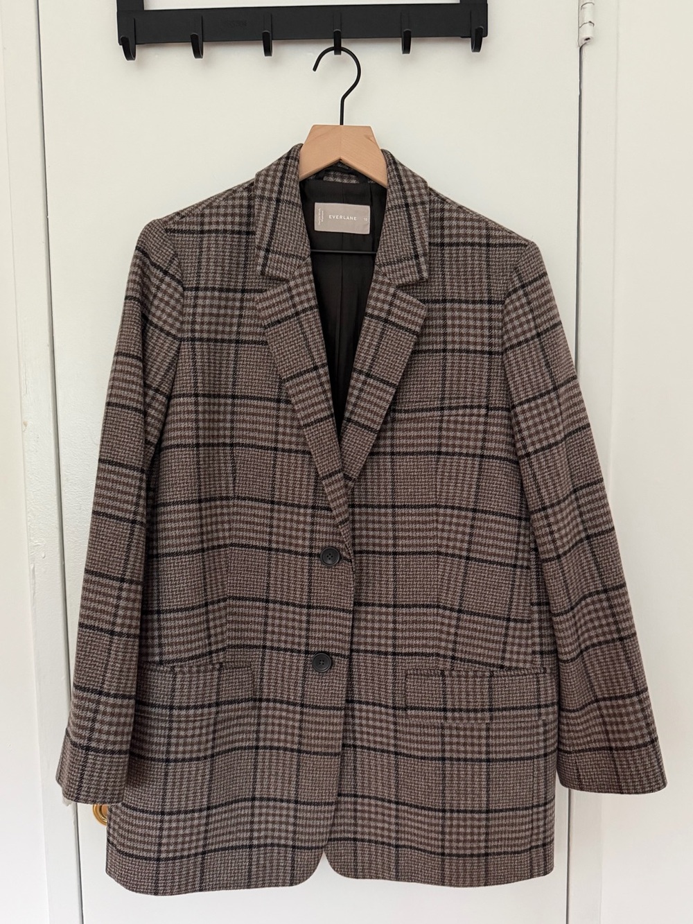 Everlane Brown Plaid Wool-Blend Blazer 10